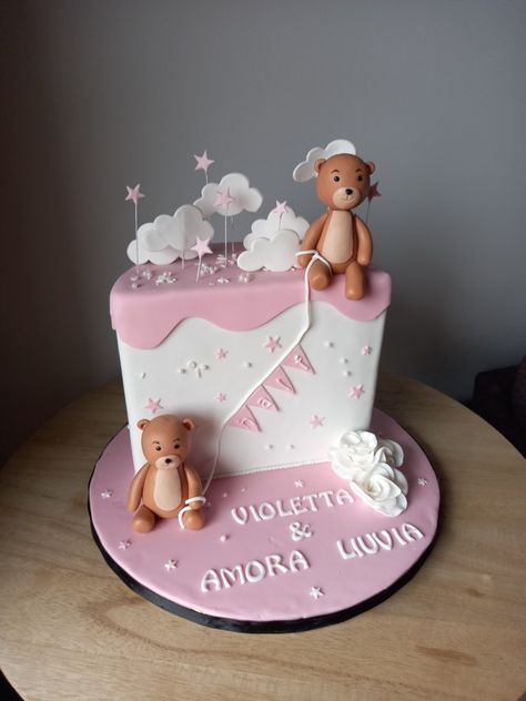 Celebrating 6months with a halfway to One birthday cake for twin girls. Cake For Twins Girls Birthday, 6 Months Birthday Cake For Girl, Half Birthday Cakes Girl, Halfway To One Cake, Halfway To One, Six Month Birthday, One Birthday Cake, Half Birthday Cakes, Twin Birthday Cakes