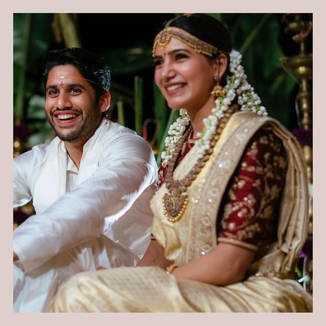 Meet Samantha Akkineni @samantharuthprabhuoffl a Sabyasachi bride wears an Ivory gold Kanjeevaram saree from our ‘Vasanthalaxmi’ Collection and pairs it with a red silk embroidered blouse.  Image Courtesy : @storiesbyjosephradhik  @bridesofsabyasachi  #Sabyasachi #TheWorldOfSabyasachi Samantha Marriage, Naga Chaitanya, Samantha Akkineni, Samantha Ruth Prabhu, Samantha Wedding, Sabyasachi Bride, Samantha Images, Samantha Pics, Samantha Ruth