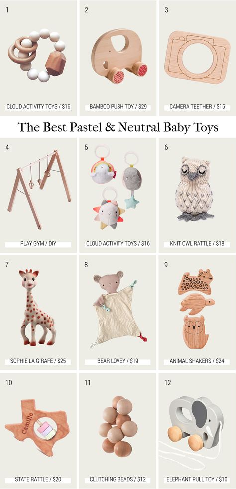 Are you pregnant, a new mom, or shopping for the perfect gift for a baby or new expecting mama? If you don't love bright primary colors then click for the best pastel and neutral baby toys. They're simple, wood or wooden, and light colored to fit your minimal home decor! . . . . . #baby #newbaby #babyshower #babyregistry #babygirl #babyboy #babyshowerdecorations #babygiftidea #newmommy #neutraldecor #neutralhomedecor #giftidea #giftsforher #giftguide #holidaygift #holidaygiftguide Natural Baby Toys, Holidays Crafts, Trendy Baby Gifts, Trendy Toys, Push Toys, Minimalist Baby, Baby Bouncer, Pattern Inspiration, Activity Toys