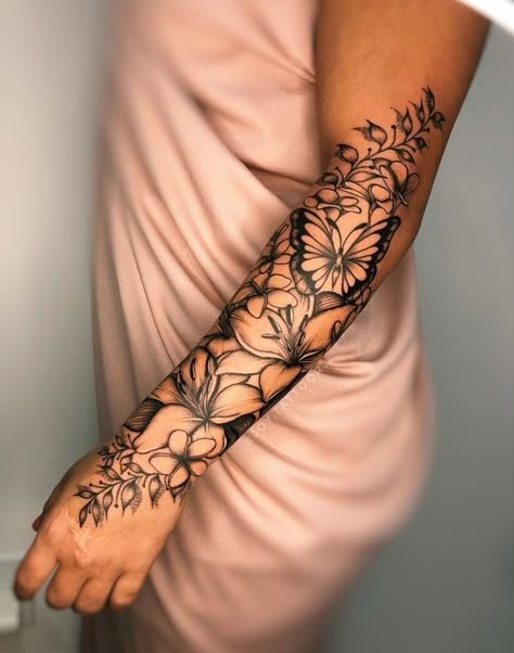 Arm Sleeve Tattoos For Women, Girl Arm Tattoos, Hand Tattoos For Girls, Mommy Tattoos, Forarm Tattoos, Mother Tattoos, Floral Tattoo Sleeve, Forearm Tattoo Women, Leg Tattoos Women