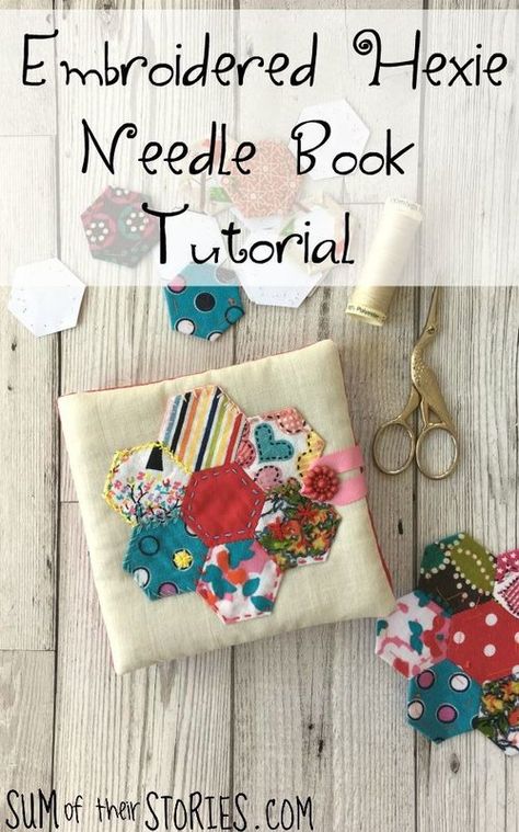 Small Epp Projects, Cricut Quilting, Needle Holders, Hexagon Patchwork, Sewing Case, Needle Books, Feather Stitch, Sewing Kits, Needle Cases