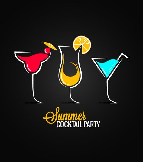 Cocktail Design Ideas, Cocktail Logo Design Ideas, Drink Logo Design Ideas, Cocktail Logo Design, Cocktail Logo, Cocktail Design, Party Vector, Summer Cocktail Party, Doodle Videos