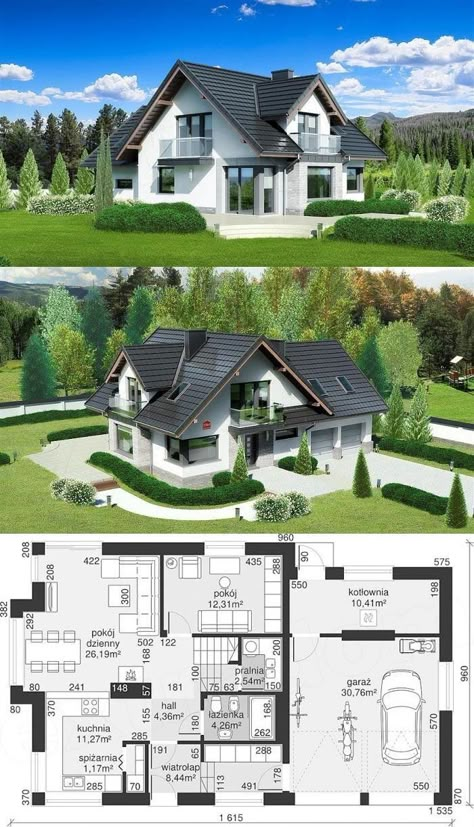 English Country House Plans, Texas Hill Country House Plans, Home Designs Exterior, Country Modern Home, Modern Barndominium, Basement House Plans, Porch House Plans, Two Story House Plans, French Country House Plans