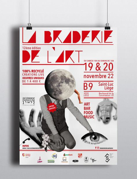 [ CRÉATION GRAPHIQUE ]

Création de l'univers graphique de la 12ème édition de la Braderie de l'art de Liège
Un moment de création live et de performance à partir d'objets et de matériaux recyclés : le collage s'imposait !

Ici : Affiche A3 prévue pour l'annonce de l'événement. Upcycling Design, Graphisme Design, Design Graphique, Magazine Design, Visual Design, Page Design, Motion Design, Illustrator, Art Design