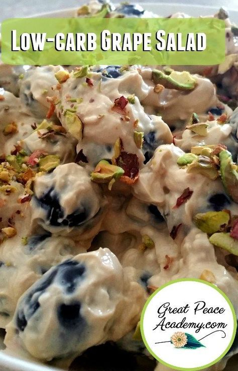 Low-Carb Grape Salad Recipe | GreatPeaceAcademy.com healthy recipes Meal Planning For Family, Trim Healthy Mama Diet, Grape Salad Recipe, Keto Salad, Thm Desserts, Grape Salad, Low Carb Salad, Sugar Free Low Carb, Dinner Side