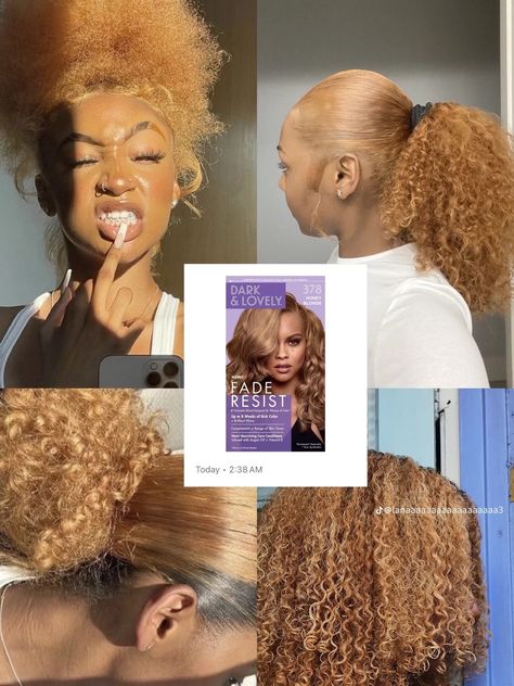 Click the Link to get your bottle of "Dark and Lovely's Fade Resist #378 COLOR 'Honey Blond' 🐝🤍 Adore Hair Dye, Honey Blond, Dyed Curly Hair, Conditioning Hair, Mixed Curly Hair, Peekaboo Hair, Honey Brown Hair, Quick Natural Hair Styles, Dyed Blonde Hair