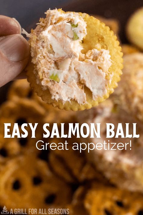 Need an appetizer that is excellent for a crowd or a simple starter for home? This Salmon Ball is not only fast and easy - but it's flavorful and delicious, too. Minimal prep work is needed. Salmon Ball Cream Cheese, Salmon Cheese Ball Recipes, Smoked Salmon Cheese Ball, Salmon Balls Recipes, Salmon Dip Cream Cheese, Salmon Cheese Ball, Salmon Ball, Salmon Balls, Salmon Appetizer Recipes