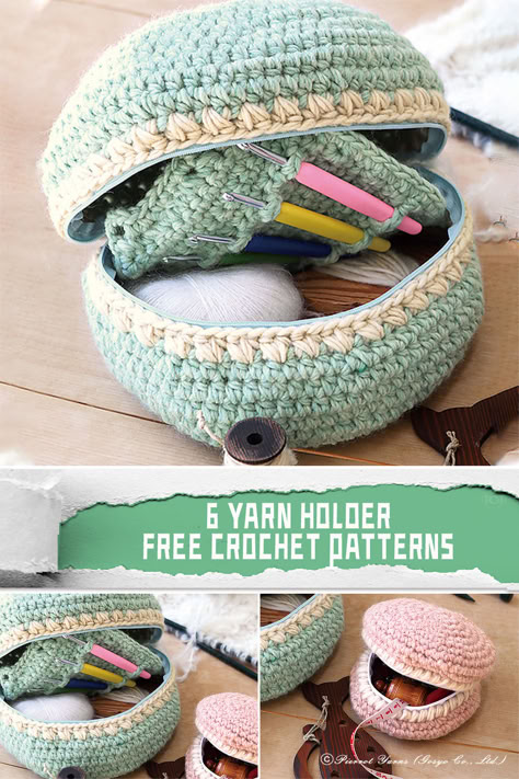 Check out these 6 amazing and free yarn holder crochet patterns! Perfect for your next DIY project. #CrochetFun #CraftyIdeas Crochet Organization, Crochet Yarn Bag, Crochet Essentials, Crochet Yarn Holder, Corak Krusye, Leg Warmers Crochet Pattern, Yarn Organizer, Crochet Hook Roll, Leg Warmers Pattern