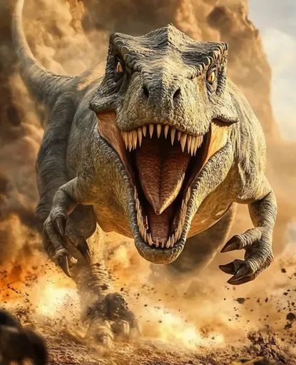 ↑↑↑ Larger size on website 🔸 A large, fearsome dinosaur with sharp teeth and claws runs through a dusty, brown landscape. It is f 🔸 From Midjourney AI Image Dinosaur Aesthetic, Brown Landscape, Dusty Brown, Sharp Teeth, Dinosaur Art, Art Creativity, Dinosaurs, Pencil Drawings, Pencil