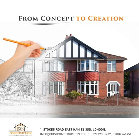 Real Estate Marketing Design, Construction Contractors, Real Estate Ads, Desain Editorial, Residential Construction, Social Media Design Graphics, Building Construction, Creative Ads, London Design