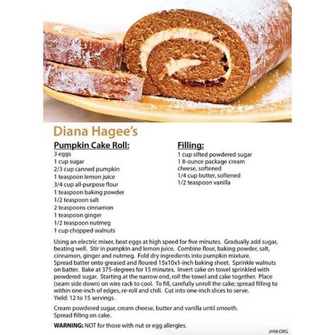 If you're in need of some inspiration for #Christmas desserts, look no further! Diana Hagee's Pumpkin Cake Roll is a MUST. Diana Hagee Recipes, Pumpkin Cake Roll, Pretty Baking, John Hagee Ministries, Cookies Thanksgiving, Pumpkin Cakes, Cake Receipe, Flavored Ice Cubes, Pumpkin Roll Cake