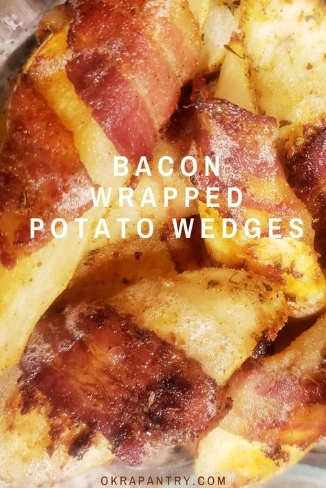 These Bacon Wrapped Potato Wedges are so delish and easy to prepare for the kids and any gathering with family and friends. Wrapped Potatoes With Bacon, Potato Wedge Recipes Baked, Wrapped Potato With Bacon, Bacon Wrapped Potato Rolls, Potato Rolls With Bacon, Potato Wrapped In Bacon, Potatoes Wrapped In Bacon, Potato Wedges Baked Easy, Bacon Wrapped Potato Wedges