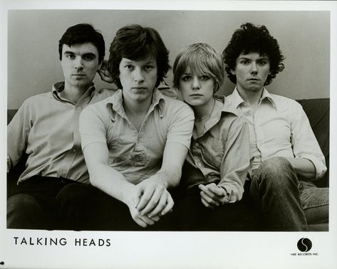 Talking Heads band portrait from V Vale Punk Collection. Feat  David Byrne, Chris Frantz, Tina Weymouth, and Jerry Harrison. #punk #band #blackandwhite Jerry Harrison Talking Heads, Talking Heads Band, Talking Heads Wallpaper, Hilly Kristal, Jerry Harrison, Chris Frantz, Talking Heads Poster, Tina Weymouth, The Talking Heads