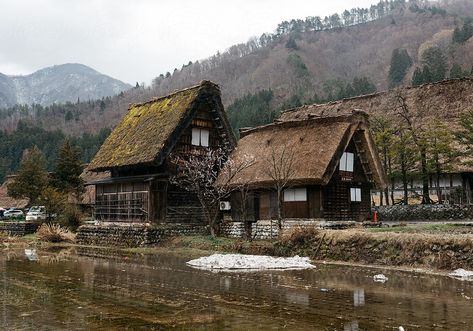 Beautiful View Of Ncient Traditional Japanese Country Farm Homes In Shirakawa-go Area by Jesse Morrow Japanese Countryside House, Japanese Country House, Japanese Farm, Genshin Ocs, Country House Exterior, Farm Homes, Shirakawa Go, Japanese Countryside, Houses In Japan