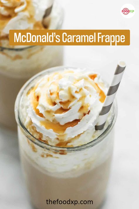 This McDonald's caramel frappe is a perfect cold way to enjoy your coffee. Top your coffee drink with whipped cream, and you are good to drink. Reach out to our website to try the recipe. #mcdonaldscaramelfrapperecipe #mcdonaldscaramelfrappe #mcdonaldscaramelfrappecopycat Copycat Caramel Frappuccino, Frappuccino Recipe Starbucks, Frappachino Recipe, Caramel Frappuccino Recipe, Mcdonalds Caramel Frappe, Caramel Frappe Recipe, Caramel Food, Starbucks Caramel Frappuccino, Starbucks Frappuccino Recipe