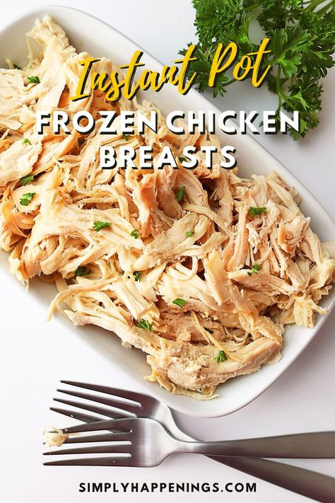 Instant Pot frozen chicken breast is a quick-cooking hack for cooking chicken breast. This recipe shows you how to cook tender chicken breasts and shreddable chicken. It’s the best way for weekly meal prep throughout the week! Instant Pot Frozen Chicken Breast, Pressure Cook Frozen Chicken, Instant Pot Frozen Chicken, Freezing Cooked Chicken, Chicken In The Instant Pot, Cooking Frozen Chicken Breast, Frozen Chicken Recipes, Cooking Frozen Chicken, Pressure Cooker Chicken