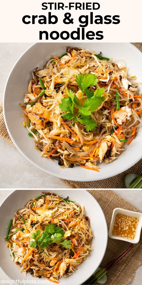 Crab Noodles Recipe, Thick Glass Noodle Recipes, Fake Crab Meat Recipes, Special Occasion Meals, Crab Noodles, Easy Asian Dishes, Clear Noodles, Crab Rice, Glass Noodles Recipe