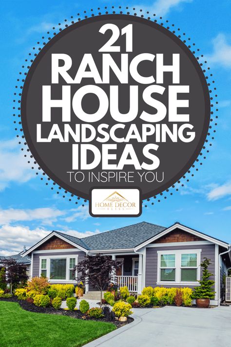 21 Ranch House Landscaping Ideas To Inspire You - Home Decor Bliss Curb Appeal Ranch Style Home Landscaping, Ranch Home Landscaping Ideas, Landscape Ideas For Brick Ranch, Front Of Ranch House Landscaping, Front Yard Landscaping Ideas Ranch House, Ranch Landscape Ideas Front Yard, Landscape Ideas For Front Of House Ranch, Ranch Style House Landscaping Front Yard, Landscaping Ranch House Front Yard