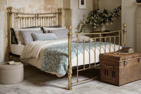 Brass Headboard Bedroom, Single Bed Frames, Gold Bed Frame, Vintage Bed Frame, Brass Bed Frame, Wrought Iron Beds, Iron Beds, Victorian Bed, Gold Bed