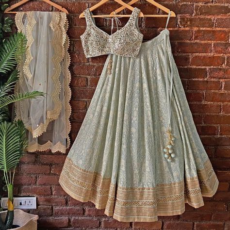 Love your Greens 💚 Find your fav on Fabilicious ✨ WhatsApp us on +91 99992 89222 for any queries 🌟Made to Measure 🌟Personal service with VC for measurements 🌟 Trusted Brand #indianwedding #linkinbio #indiandesigner #weddingcollection #new #weddingguest #newcollection #sangeet #glam #mehendi #indianwedding #sangeet #summerwedding #green #greenlehenga Lehenga Designs Green, Mint Green Lehenga, Lucknowi Lehenga, Mirror Blouse, Diwali Dresses, Hand Embroidered Blouse, Mirror Work Lehenga, Bridal Lehenga Designs, Simple Lehenga