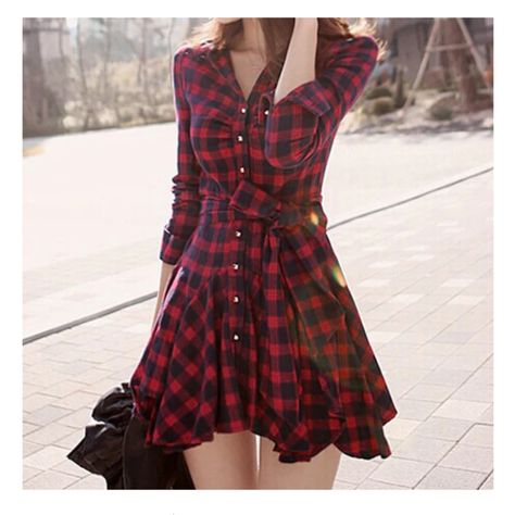 Red plaid dress outfit