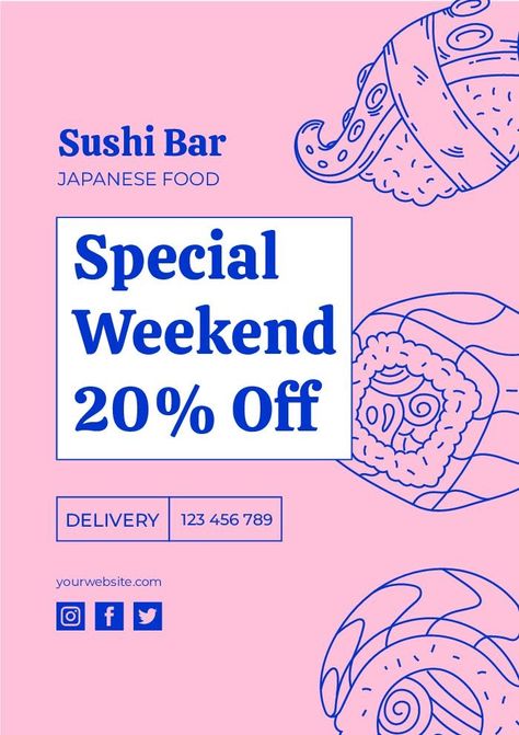 Hand-drawn Duotone Sushi Bar Flyer Bar Flyer, Sushi Bar, Special Recipes, Free Graphic Design, Japanese Food, Flyer Template, Hand Drawn, How To Draw Hands, Photoshop