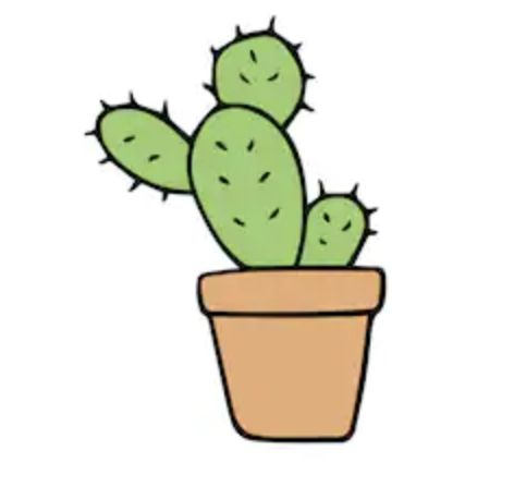 Aesthetic Cactus Drawing, Cute Cactus Drawing Simple, Green Doodles Aesthetic, Cactus Drawing Easy, Cactus Drawing Simple, Cacti Drawing Simple, Easy Cactus Drawing, Garden Icons, Cactus Cartoon