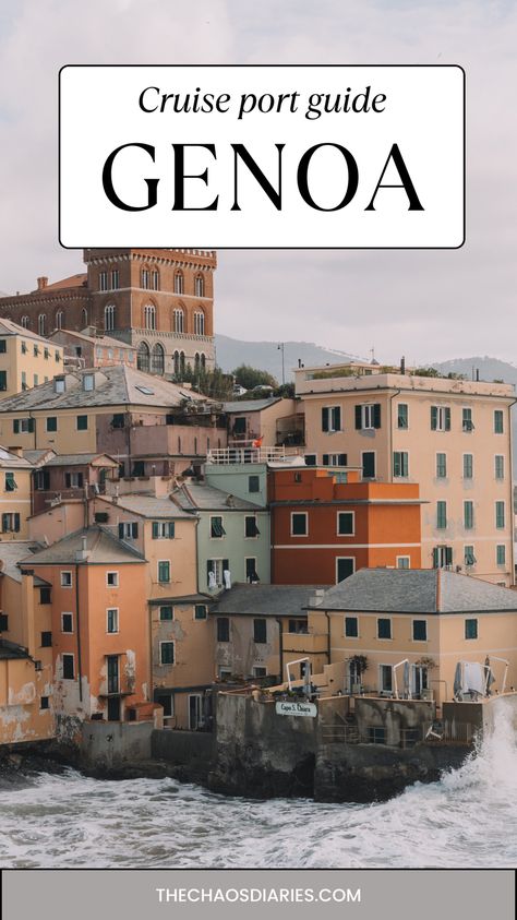 Dive into the charm of Genoa, Italy! This guide covers top attractions like Boccadasse, Piazza De Ferrari, and the Old Port. Discover culinary delights with a pesto-making class and local dining at Pestobene. Wander the historic Carruggi, visit the Cathedral of San Lorenzo, and marvel at the Lighthouse of Genoa. Get tips on navigating from the cruise port, booking tours, and nearby airports for a seamless travel experience.  #Genoa #CruisePort #TravelGuide #Italy #MediterraneanCruise #TravelTips Cruise Ideas, Genoa Italy, Cruise Europe, Cruise Excursions, Italian Riviera, Princess Cruise, Mediterranean Cruise, Celebrity Cruises, Old Port