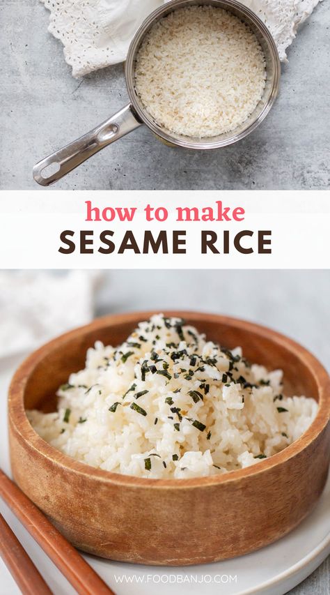 easy sesame rice Sesame Oil Rice, Asian White Rice, Rice With Sesame Oil, Sesame Oil Recipes, White Rice Recipe, Sesame Rice, Seeds Recipes, Sesame Seeds Recipes, Lime Rice Recipes