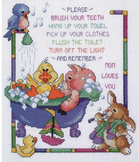 Cross Stitch Bathroom, Stitch Bathroom, Bathroom Rules, Cross Stitch Baby, Cross Stitch Fabric, Counted Cross Stitch Kits, A Cross, Stitch Kit, Cross Stitch Kits