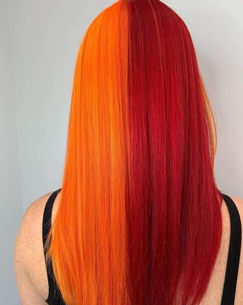 Bright Pink Hair, Black Kids Braids Hairstyles, Split Dyed Hair, Hair Color Orange, Vivid Hair Color, Dyed Red Hair, Dyed Blonde Hair, Dyed Hair Inspiration, Split Hair