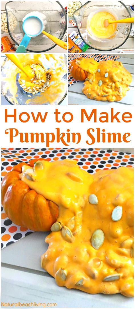 How to Make Saline Solution Slime for Pumpkin Jiggly Slime - Natural Beach Living Halloween Science Projects, Pumpkin Crafts Kids, Pumpkin Science Activities, Jiggly Slime, Pumpkins Preschool, Junior Kindergarten, Pumpkin Science, Fall Sensory, Pumpkin Life Cycle