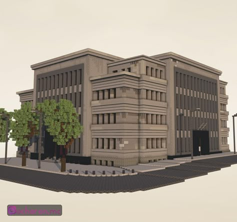 Art Deco government building A 1933 building where the function influenced its form. Sitting on a corner of a street, it looks like two… | Instagram Minecraft Art Deco, Minecraft Corner House, Minecraft Government Building, City Hall Architecture, Minecraft Modern City, Town House Architecture, Minecraft City Buildings, Minecraft Bedroom, Minecraft Modern