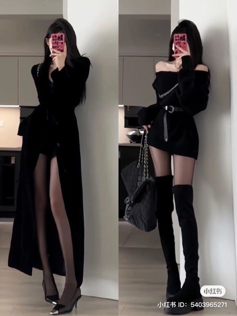 Mafia Outfit Women Dress, Mafia Outfits Female, Mafia Dress, Full Black Outfit, Girly Outfit, Lehenga Designs Simple, Dress Woman, Easy Trendy Outfits, Vibe Clothes