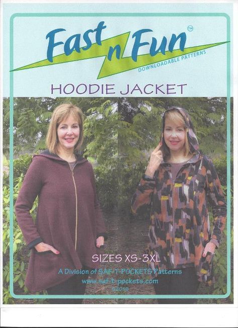 (9) Name: 'Sewing : Fast n Fun Hoodie Jacket Hood Pattern, Charcoal Sweater, Quilt Shops, Patterns Sewing, Jacket With Hood, Pocket Pattern, Double Knit, Flannel Fabric, Sewing Notions