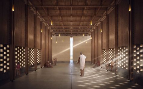 Competition Architecture, Kaira Looro, 3d Architectural Rendering, Rammed Earth Wall, Architecture Competition, Kengo Kuma, Sacred Architecture, Timber Structure, Cultural Architecture