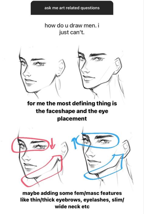 Male Face Drawing Reference Sketch, Head To Shoulder Reference, 3rd Quarter View Face, Masculine Features, How To Draw Male Face Tutorials, How To Draw A Masculine Face, Male Drawing Tutorial Face, Face Types Drawing Reference, Drawing Male Faces Sketches