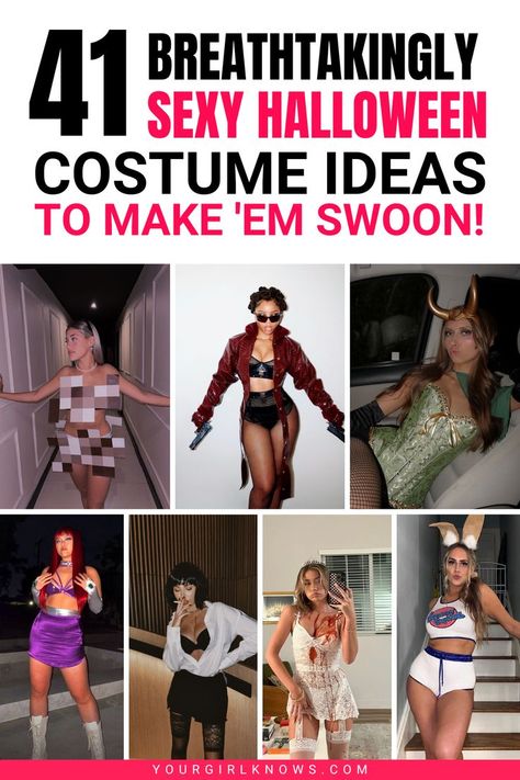 Step up your Halloween game this year with these 23 sexy Halloween costumes for women that are sure to turn heads and break hearts. From classic ultra-feminine looks to edgy modern takes, there's something for everyone! Halloween Diy Women, Makeup Looks Scary, Halloween Nails Scary, Halloween Makeup Cute, Hot Halloween Costumes Women, Scary Halloween Nails, Halloween Nails Cute, Easy Halloween Nail Designs, Halloween Costumes Trendy