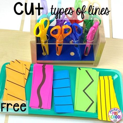 Prek Line Up Ideas, Centers Ideas For Preschool, Pre Literacy Activities Preschool, Active Me Preschool Activities, Lines Kindergarten Activities, Quick Preschool Activities, Pre K Montessori Activities, Learn To Cut With Scissors, Preschool Readiness Activities