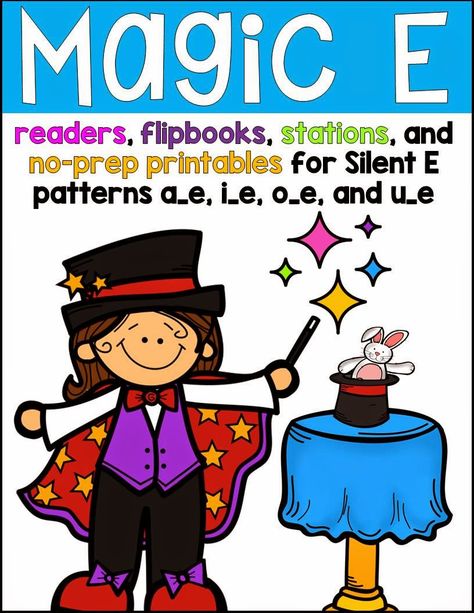 Mrs. Kelly's Klass: Silent/Sneaky/Super/Magic E [freebie] Sneaky E, Cvce Activities, Magic E Words, Silent E, First Grade Phonics, Sensory Diet, Kindergarten Language Arts, Cvce Words, Long Vowel