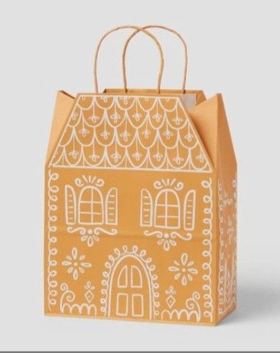 Gingerbread Paper Bag, Large Gingerbread House, Cardboard Gingerbread House, Baby Gift Bag, House Gift Box, Gingerbread Gifts, Gingerbread Party, Christmas Tree Template, Decorated Gift Bags