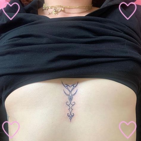 Small Tattoos Sternum, Tattoos In Between Breast, Red Ink Tattoos, Stylist Tattoos, Sternum Tattoo, Discreet Tattoos, Subtle Tattoos, Elegant Tattoos, Tattoo Set