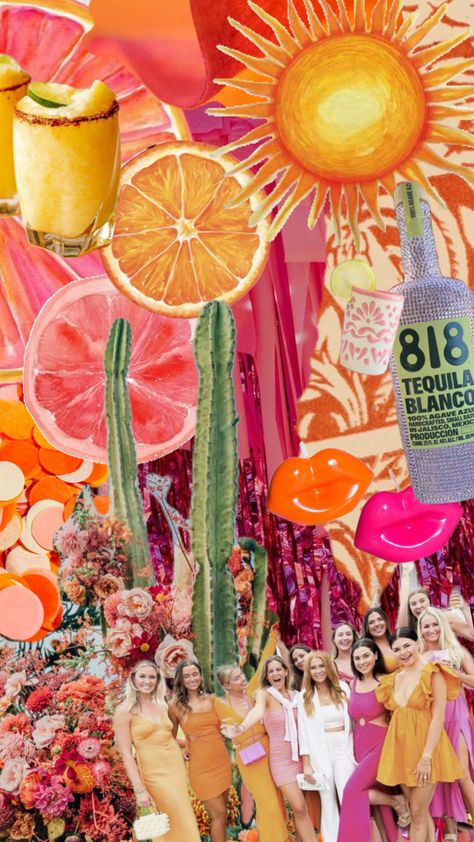 Tequila Sunrise Party Summer Sunset Party, Tequilla Sunrise, 27 Birthday Ideas, Tequila Sunset, Sunset Party, Dinner Party Themes, Bachelorette Themes, Bridal Bachelorette Party, 27th Birthday