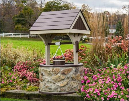 Stone Wishing Well, Wishing Well Garden, Wishing Well Planter, Outdoor Statues Sculpture, Wishing Wells, Well Cover, Beautiful Outdoor Living Spaces, Garden Makeover, Garden Accents