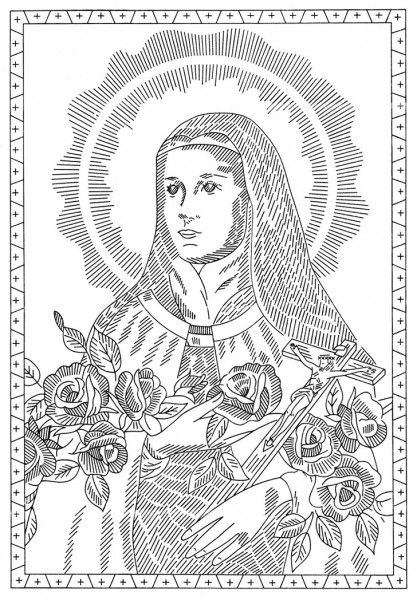 Saint-Teresa-of-Avila Saint Teresa Of Avila, Religious Embroidery, Infant Of Prague, Wall Hanging Designs, Christian Cross Stitch, Saint Teresa, St Therese Of Lisieux, Thérèse Of Lisieux, St Therese