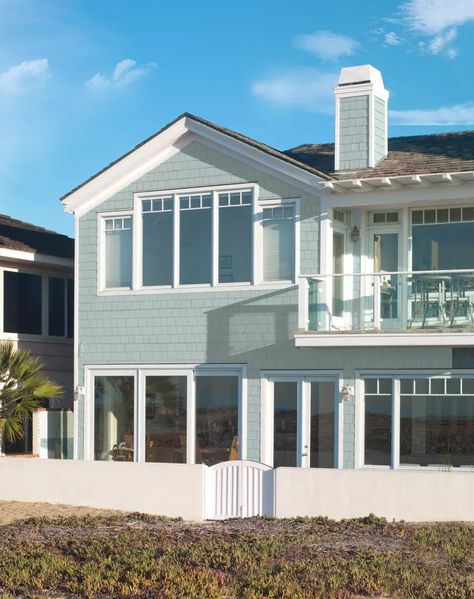 Best Coastal Paint Colors, Behr Exterior Paint Colors, Beach House Exterior Paint Colors, Coastal Exterior Paint Colors, Beach House Exterior Colors, Exterior Beach House, Behr Exterior Paint, Coastal Home Exterior, Coastal Paint Colors