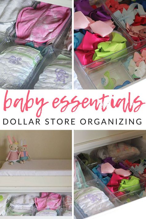 Organization doesn't have to be hard or expensive. Find out below how to take your drawers from messy to magnificent! Nursery dresser organization with dollar store supplies. Kids Dresser Organization, Baby Dresser Organization, Nursery Organization Diy, Nursery Dresser Organization, Nursery Hacks, Baby Nursery Closet, Trendy Nursery, Baby Nursery Storage, Nursery Closet Organization