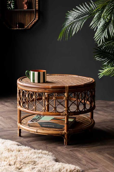 Wicker Coffee Table, Bamboo Decor, Quirky Home, Coffee Table With Shelf, Rockett St George, Rattan Coffee Table, Wicker Table, Linen Armchair, Small Side Table