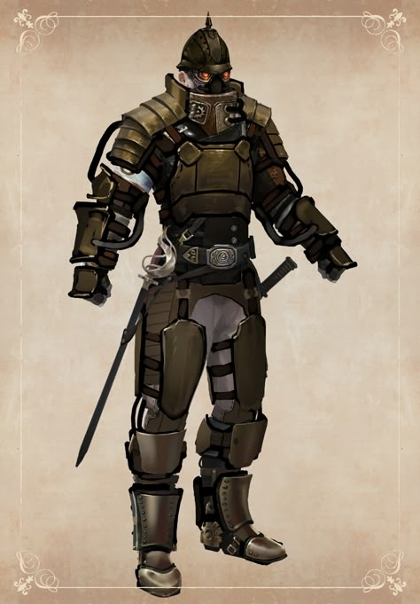 ArtStation - Steampunk Soldier #3, Adam Węsierski Steam Punk Soldier, Steampunk Power Armor, Steampunk Armor Art, Steampunk Police, Steampunk Ironman, Dieselpunk Soldier, Steampunk Armour, Steampunk Art Characters, Steampunk Soldier