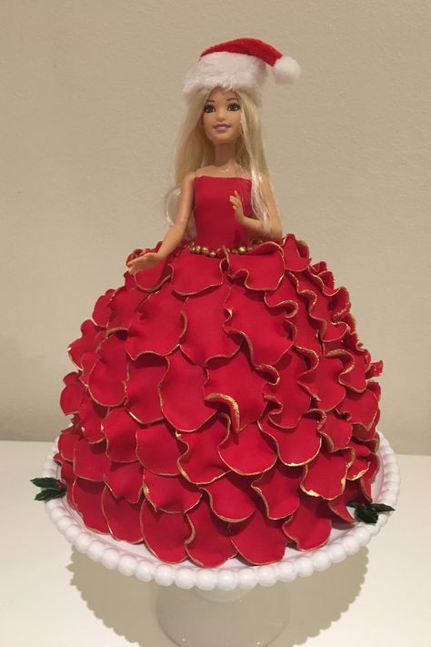 Mrs Claus cake Happy Birthday Love Cake, Blackpink Cake, Christmas Orange Garland, Doll Cake Designs, Princess Doll Cake, Barbie Doll Birthday Cake, Doll Birthday Cake, 8th Birthday Cake, Barbie Birthday Cake